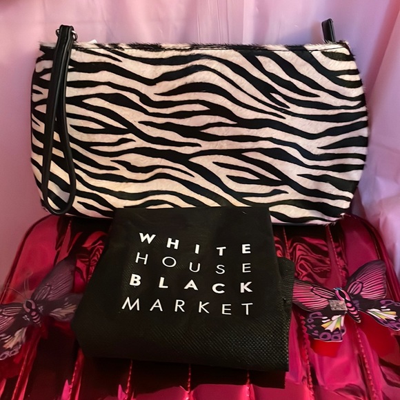 White House Black Market Zebra 🦓 Print Calf Hair Leather Wristlet. NWT🔺FIRM🔺